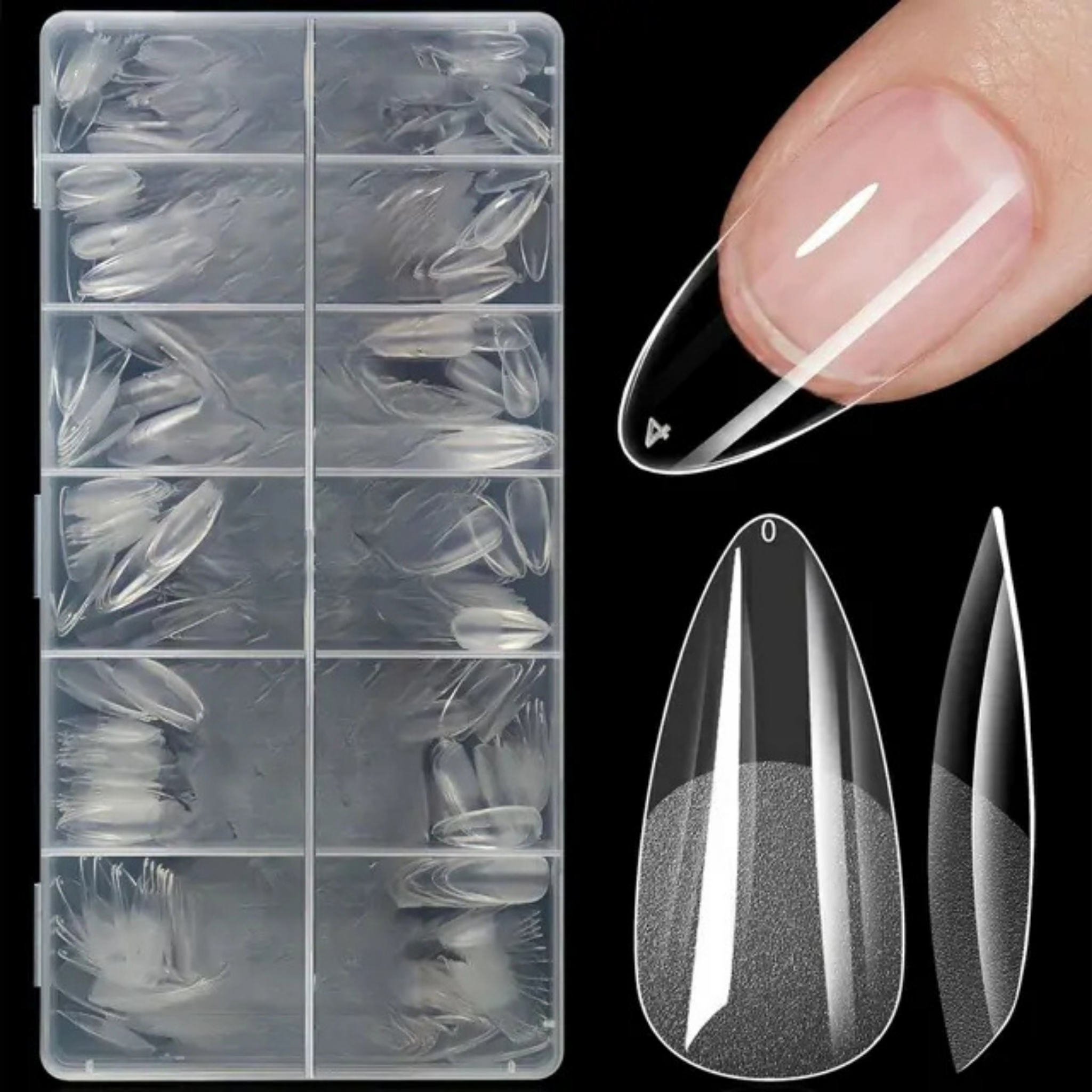 500pcs Temporary extention tips transparent/almond shape