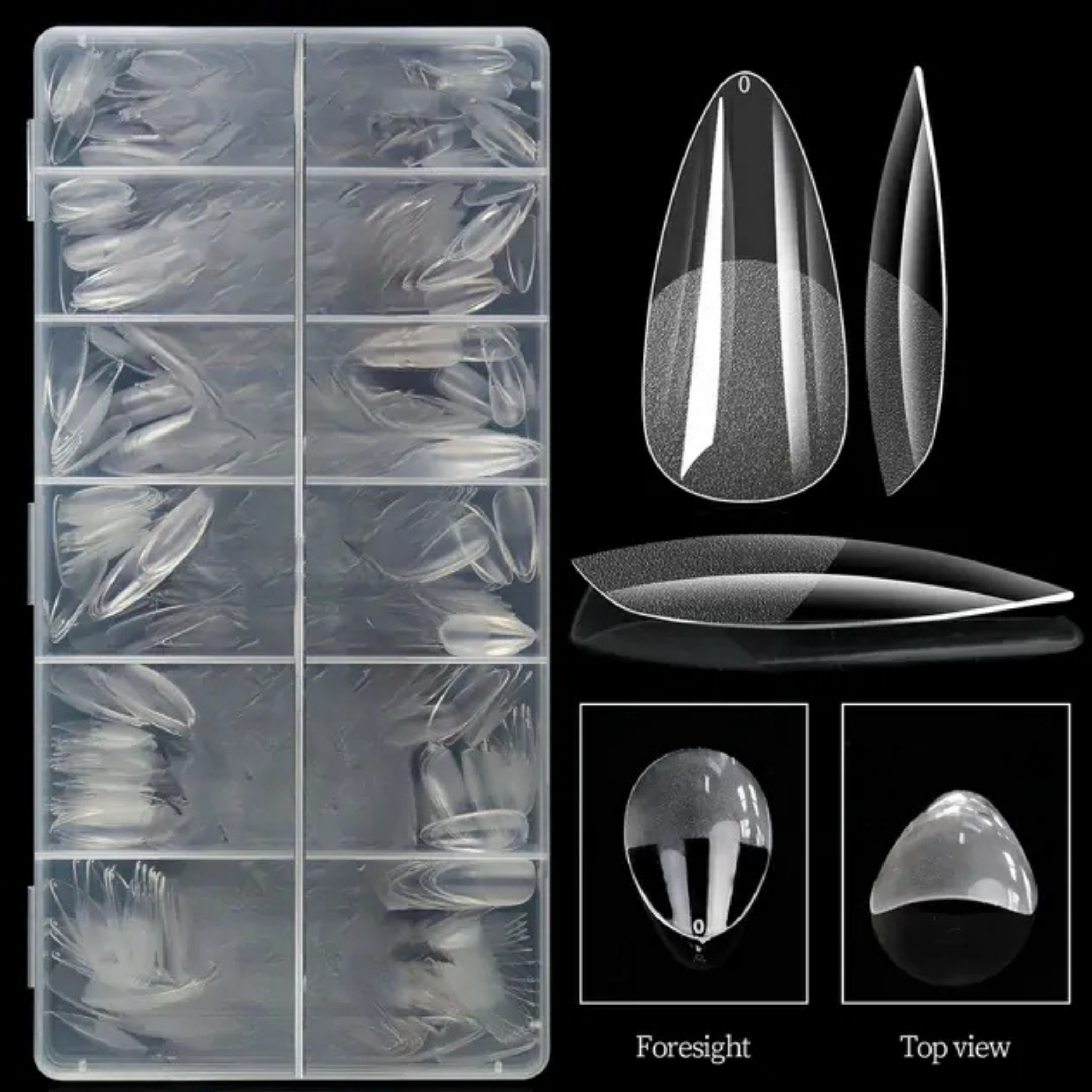 500pcs Temporary extention tips transparent/almond shape
