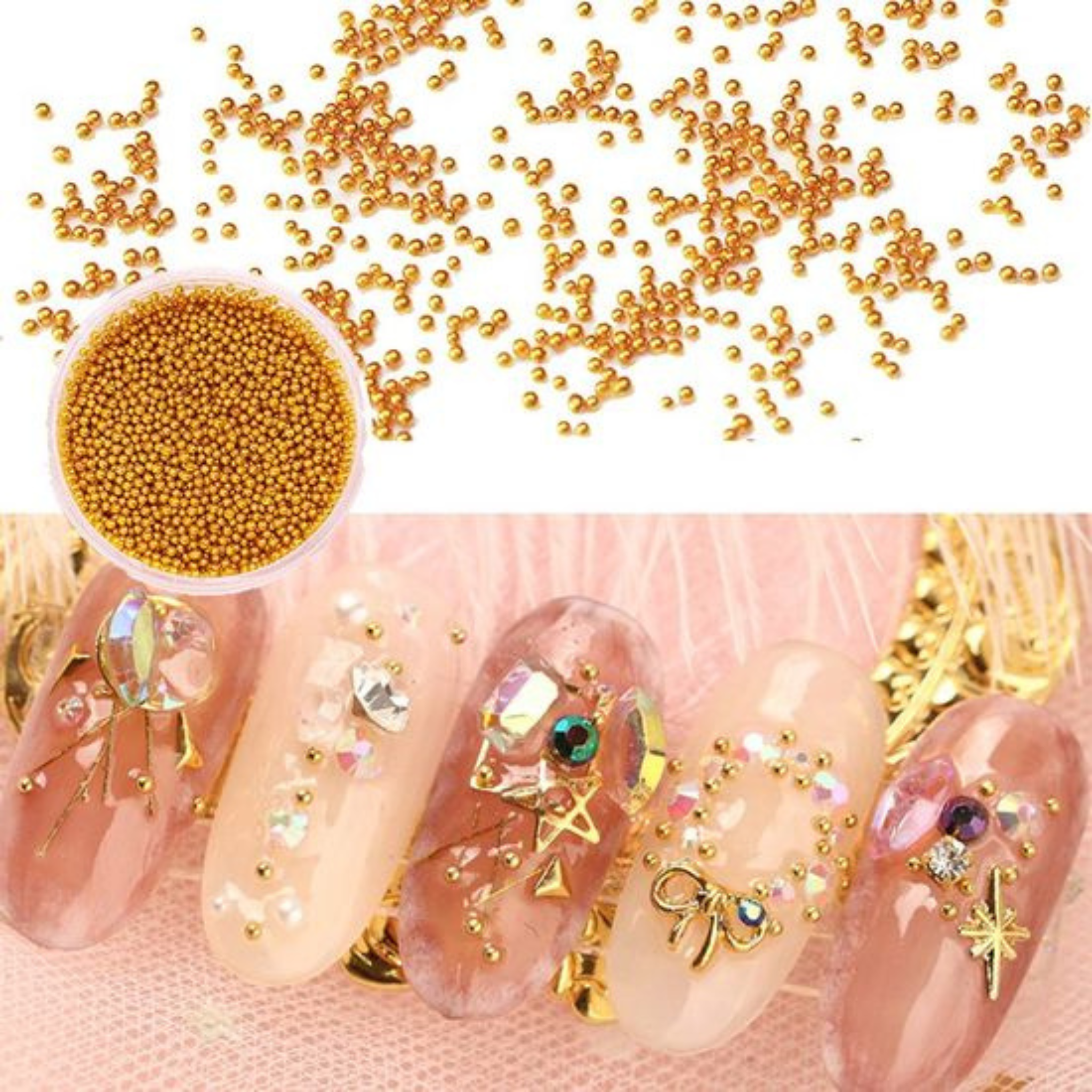 Nail Art Caviar Beads (Golden)