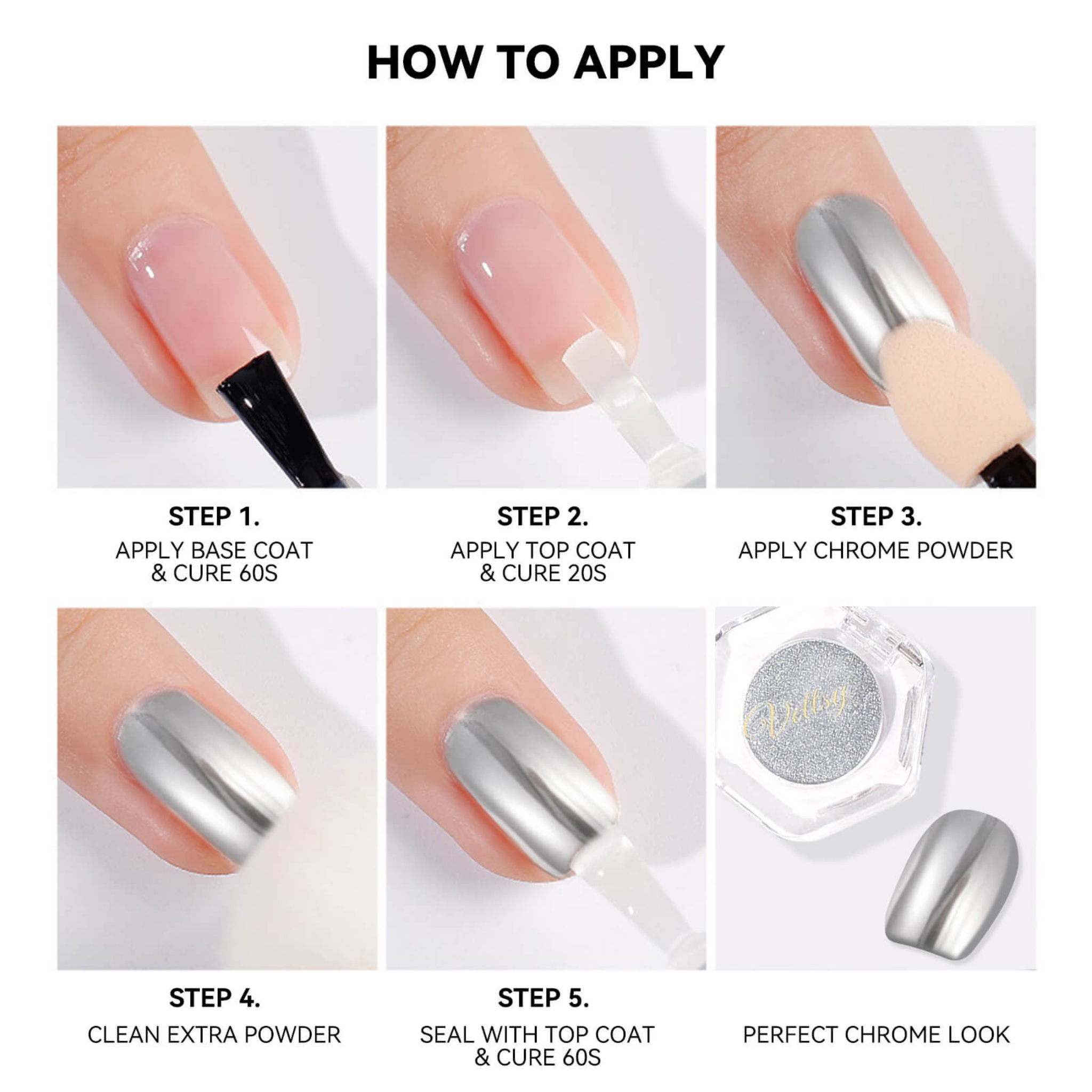Chrome Nail Powder for Mirror Effect