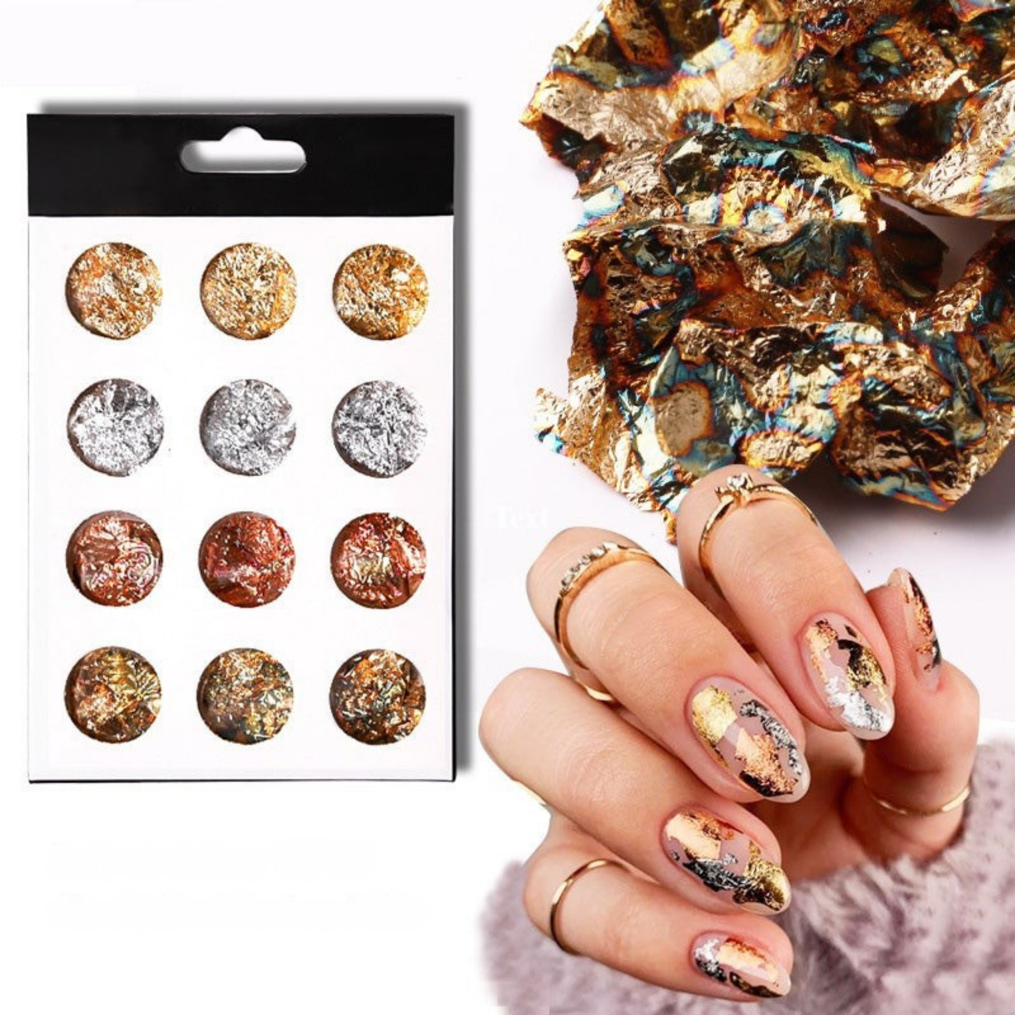 Foil Nail Art Paper Set - 12 Sheets