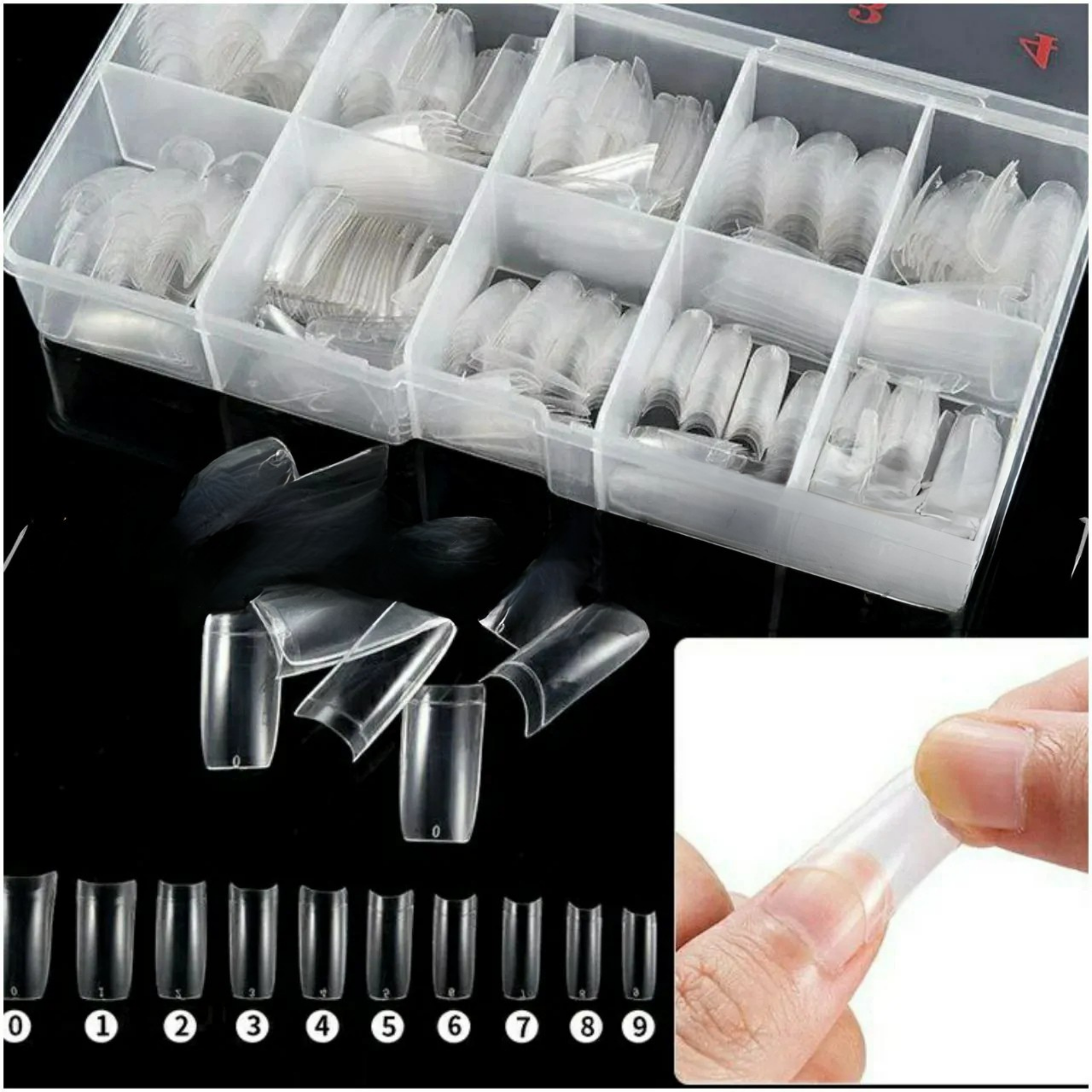 500pcs French Nail Tips Clear/ C Curve Tips Clear