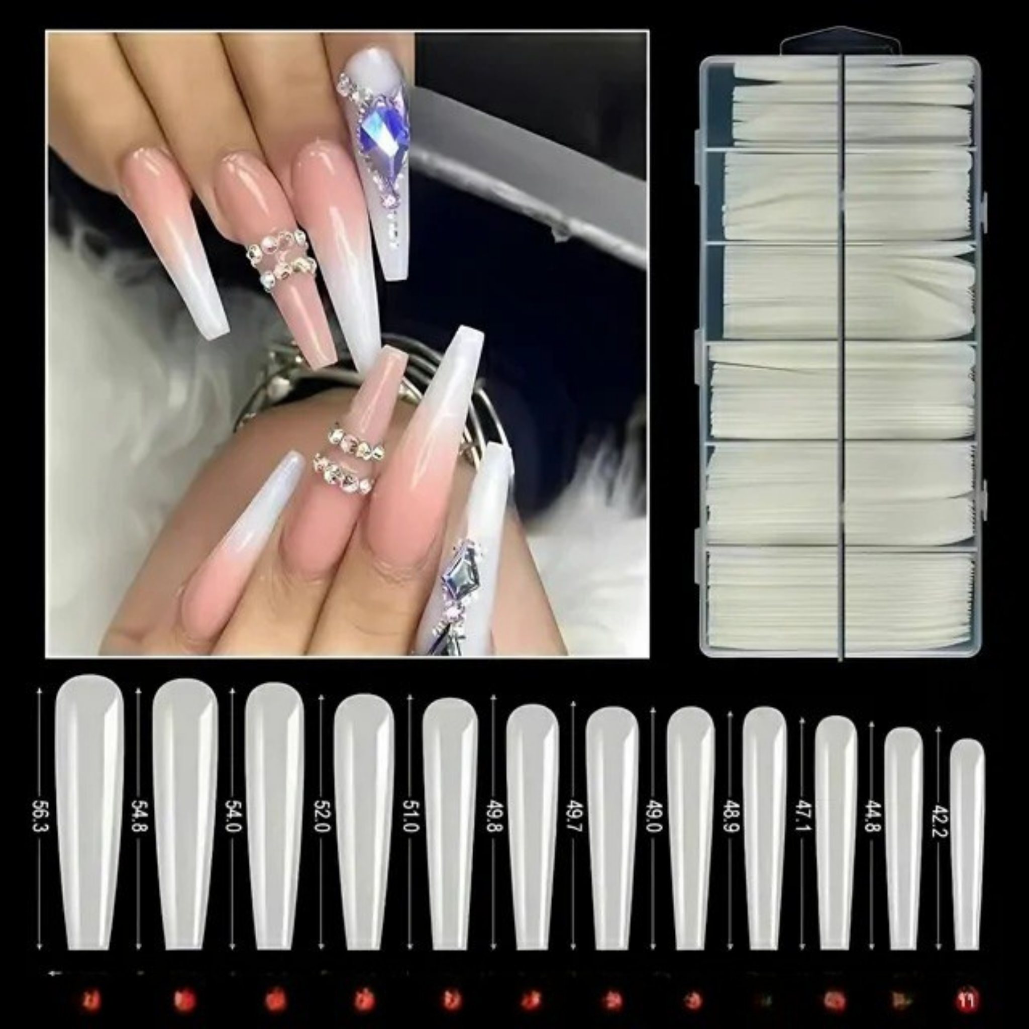 500pcs Temporary extention tips natural/coffin