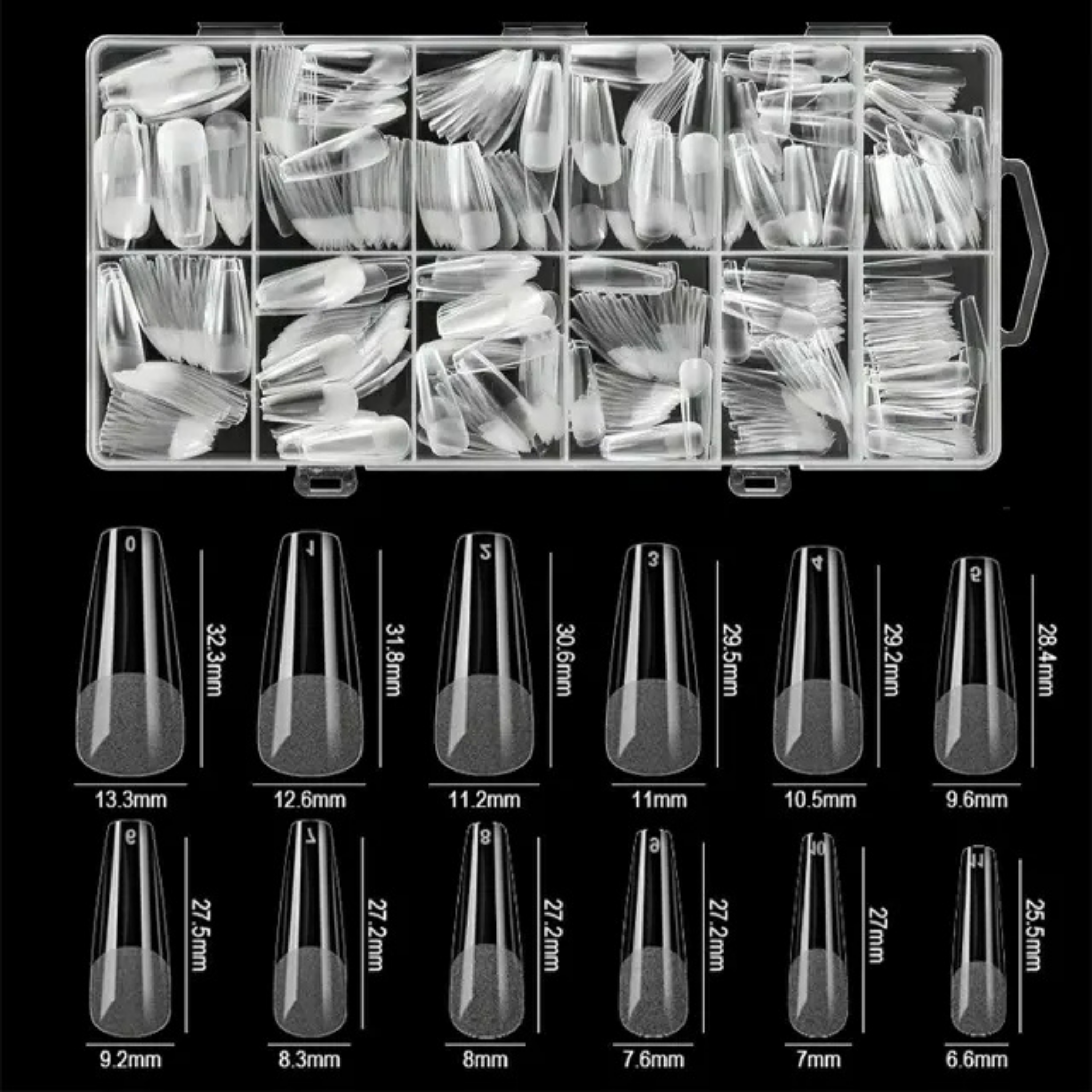 500pcs Temporary extention tips transparent/coffin